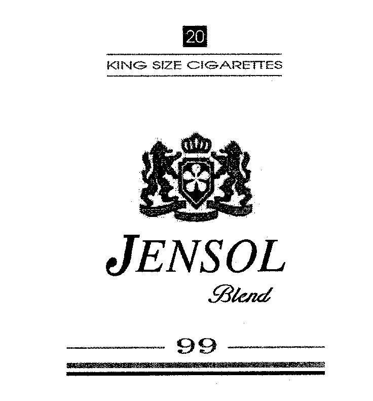 Mẫu nhãn hiệu JENSOL BLEND 99 KING SIZE CIGARETTES 20