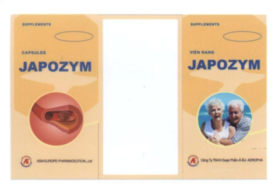 Mẫu nhãn hiệu JAPOZYM ASIA EUROPE PHARMACEUTICAL A E AEROPHA
