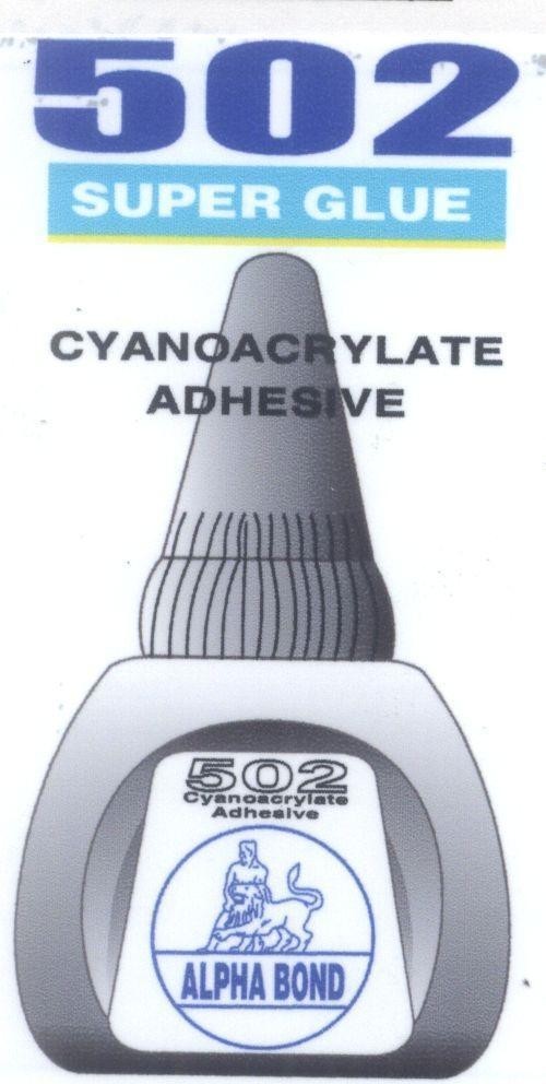 Mẫu nhãn hiệu 502 SUPER GLUE CYANOACRYLATE ADHESIVE ALPHA BOND