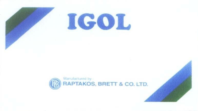 Mẫu nhãn hiệu IGOL RB R B RAPTAKOS BRETT CO LTD