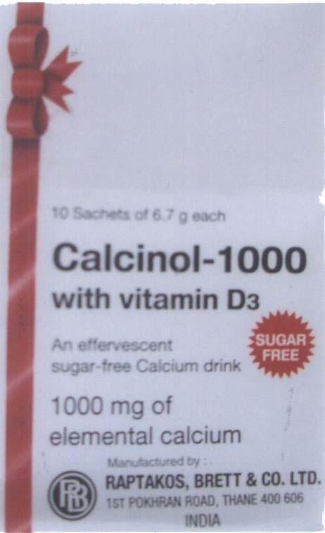 Mẫu nhãn hiệu CALCINOL-1000 SUGAR FREE RB RAPTAKOS BRETT & CO LTD