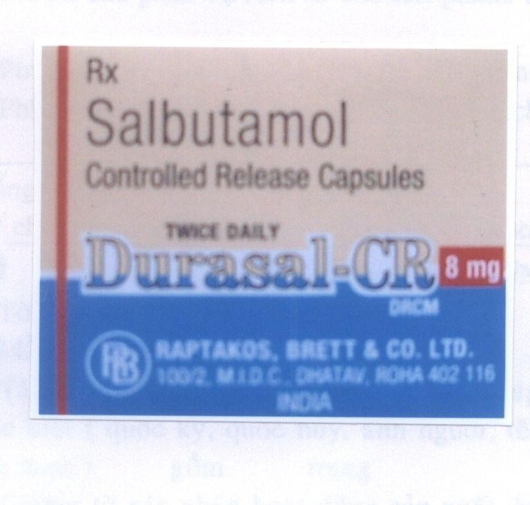 Mẫu nhãn hiệu SALBUTAMOL DURASAL-CR RB RX RAPTAKOS BRETT & CO LTD