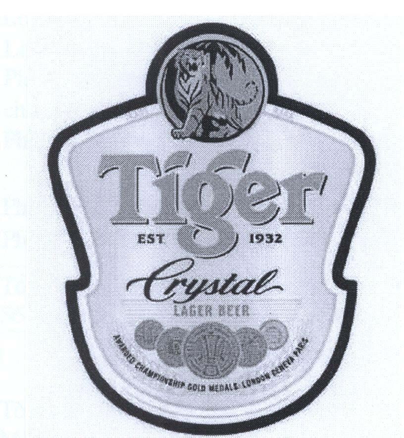 Mẫu nhãn hiệu TIGER EST 1932 CRYSTAL LAGER BEER