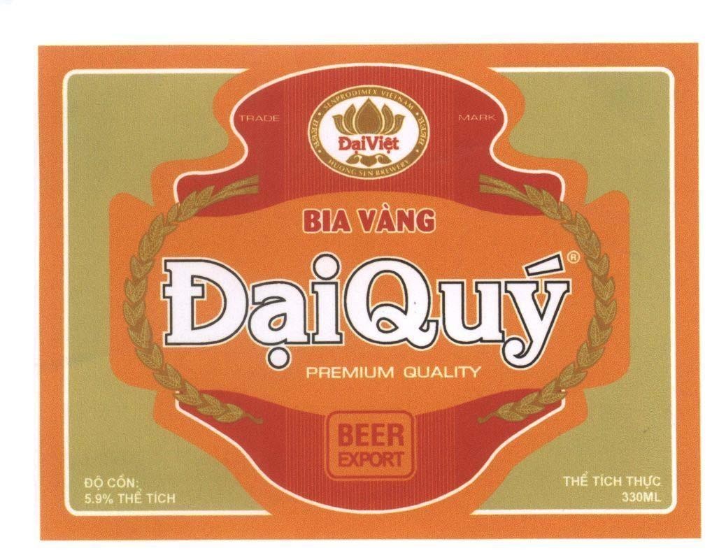 Mẫu nhãn hiệu Senprodimex hương sen Bia vàng Đại Quý Đại Việt PREMIUM QUALITY BEER EXPORT