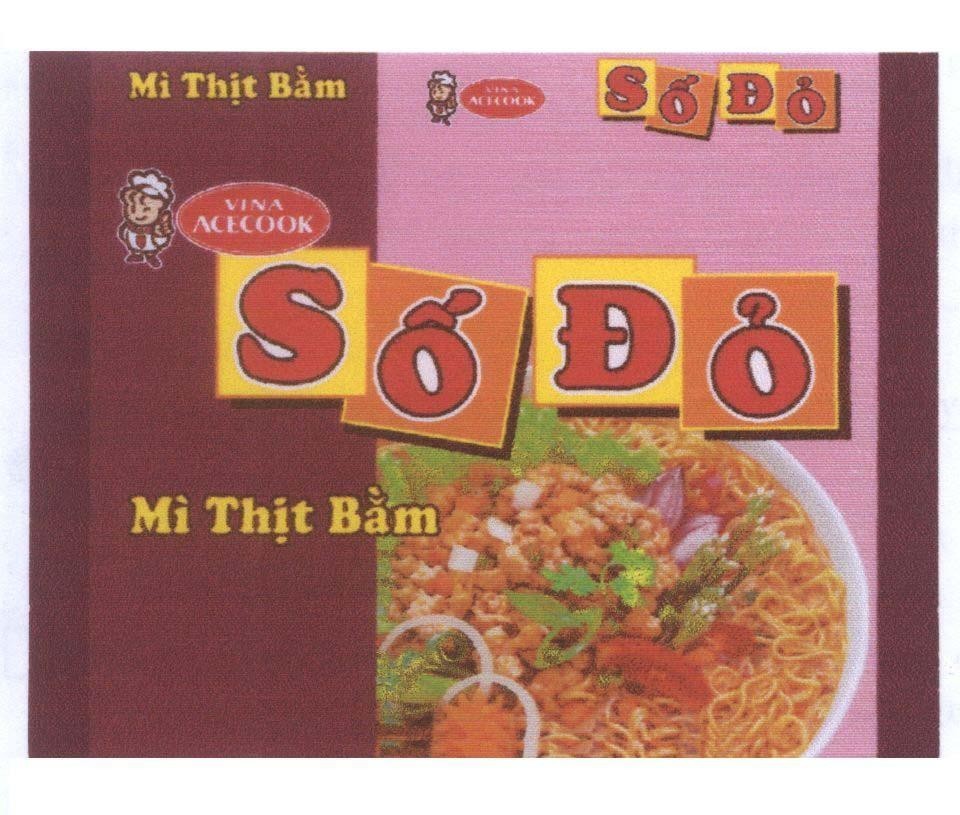 Mẫu nhãn hiệu Số đỏ mì thịt bằm VINA ACECOOK