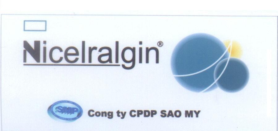 Mẫu nhãn hiệu NICELRALGIN SAO MY PHARMACEUTICAL JOINT-STOCK Cong ty CPDP SAO MY