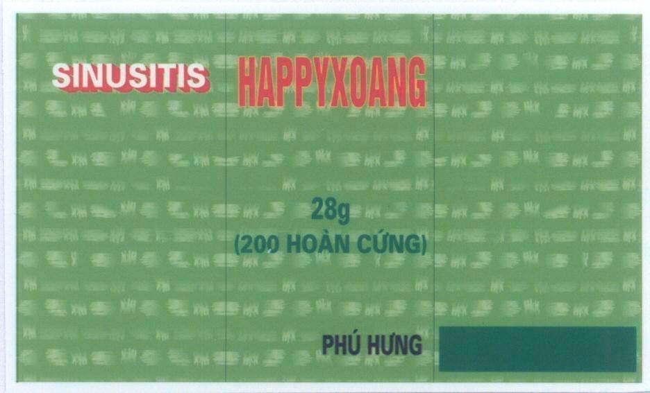 Mẫu nhãn hiệu SINUSITIS HAPPYXOANG 28g (200 Hoàn Cứng) PHú HƯNG