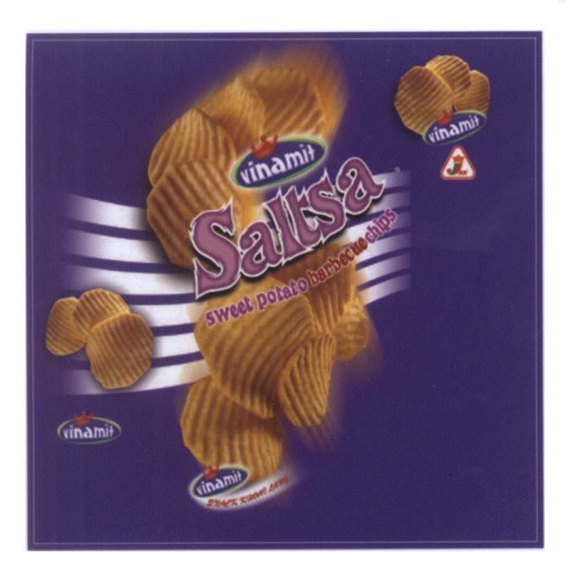 Mẫu nhãn hiệu Saltsa jack vinamit sweet potato barbecue chips snack khoai lang