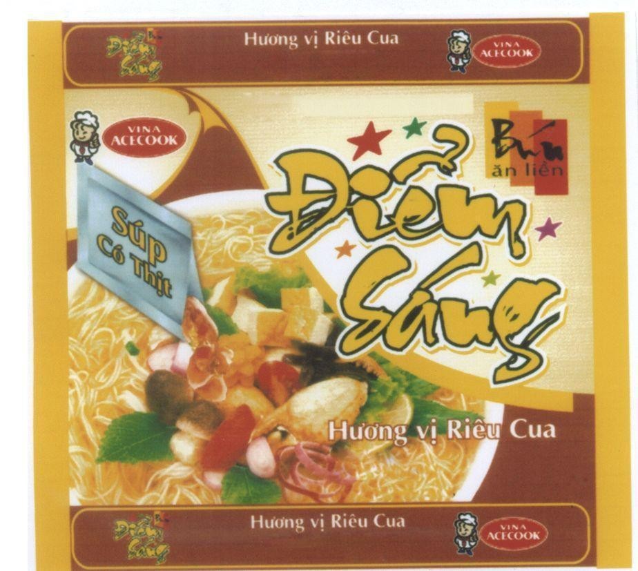 Mẫu nhãn hiệu Điểm Sáng VINA ACECOOK Bún ăn liền Súp Có Thịt Hương vị Riêu Cua