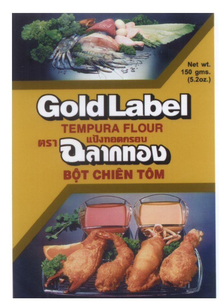 Mẫu nhãn hiệu Gold Label TEMPURA FLOUR bột chiên tôm