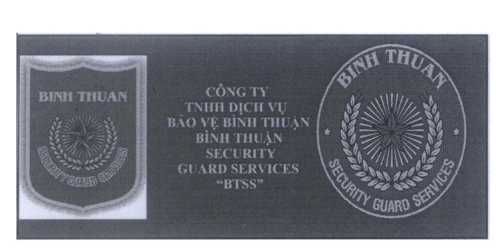 Mẫu nhãn hiệu Công Ty TNHH Dịch Vụ Bảo Vệ Bình Thuận BINH THUAN SECURITY GUARD SERVICES "BTSS"