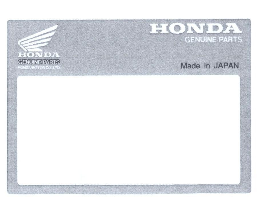 Mẫu nhãn hiệu HONDA GENUINE PARTS Honda Motor Co., Ltd. Made in JAPAN