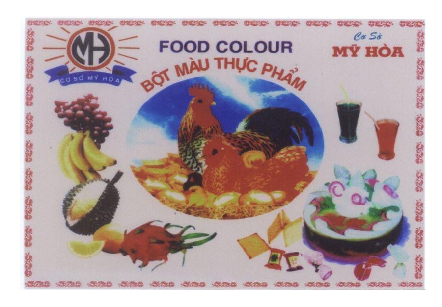 Mẫu nhãn hiệu MH cơ sở Mỹ Hoà FOOD COLOUR bột màu thực phẩm