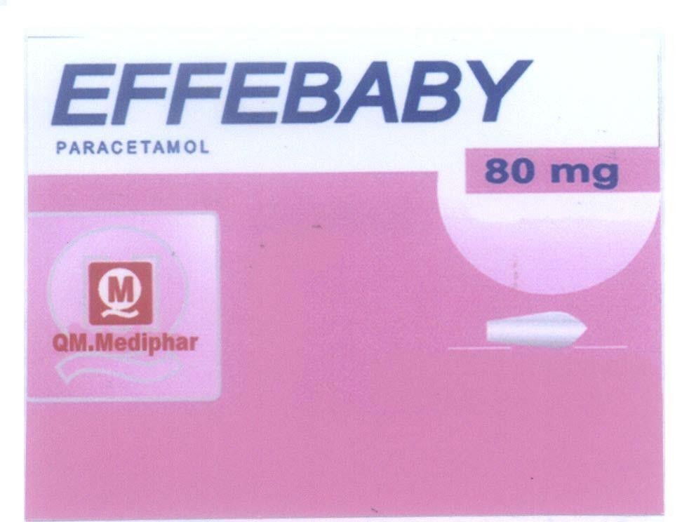 Mẫu nhãn hiệu EFFEBABY PARACETAMOL QM Mediphar 80 mg