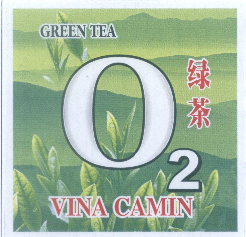 Mẫu nhãn hiệu GREEN TEA O2 VINA CAMIN [lù cha, trà xanh]
