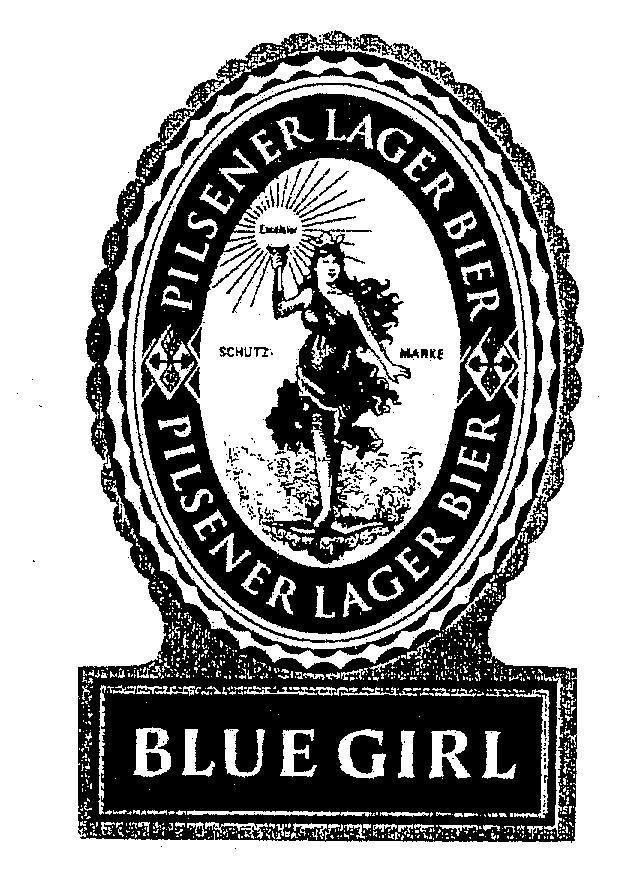 Mẫu nhãn hiệu BLUE GIRL PILSENER LAGER BIER SCHUTZ MARKE