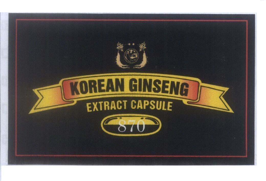 Mẫu nhãn hiệu KOREAN GINSENG EXTRACT CAPSULE 870