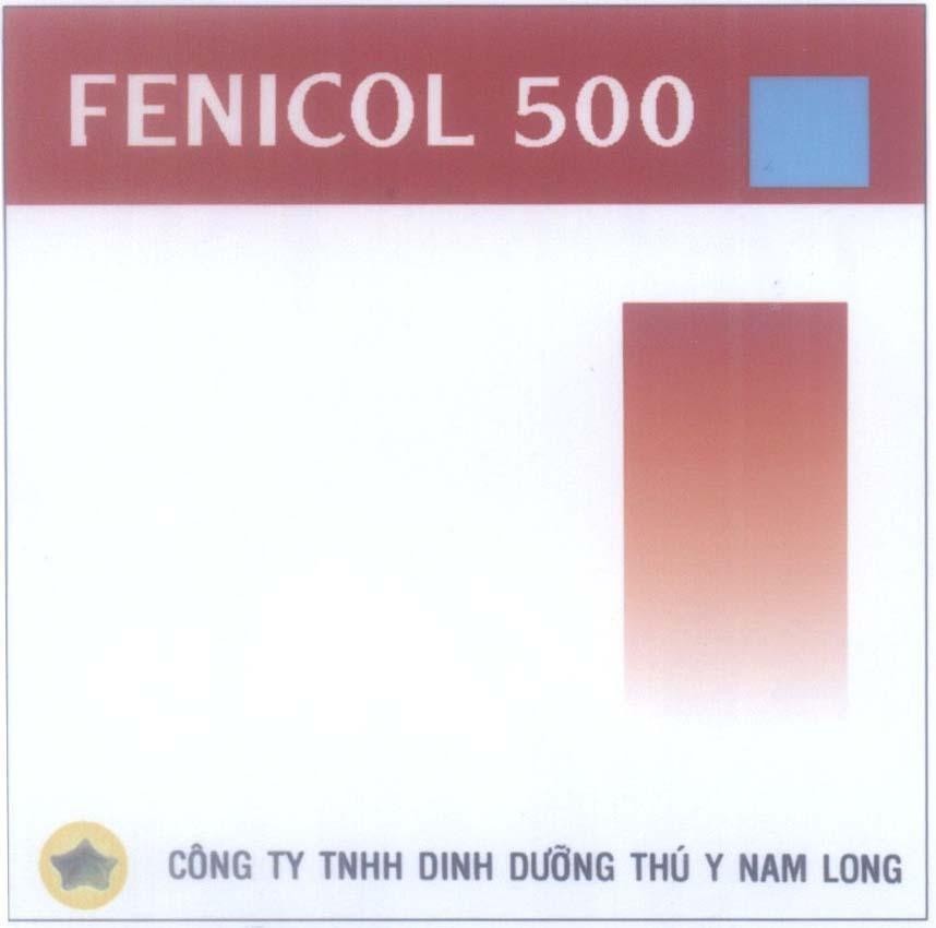Mẫu nhãn hiệu FENICOL 500 công ty TNHH dinh dưỡng thú y Nam Long