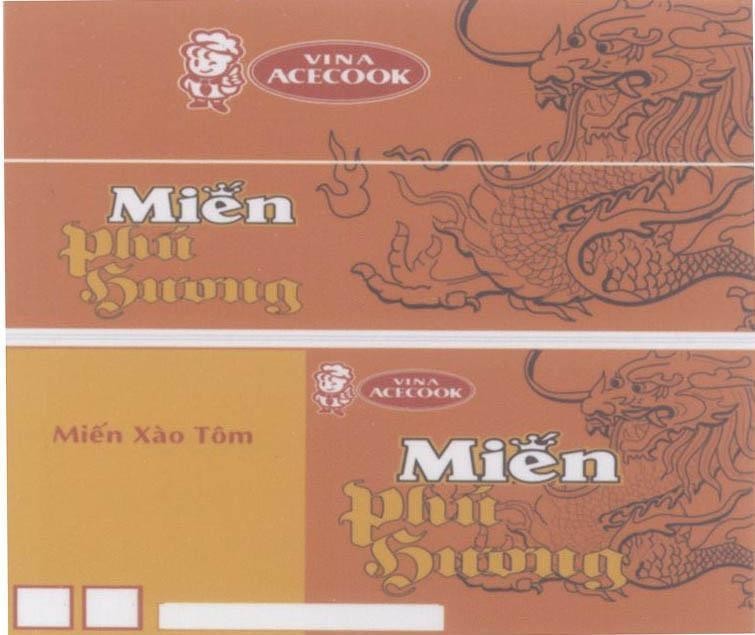 Mẫu nhãn hiệu VINA ACECOOK Miến Phú Hương Miến Xào Tôm