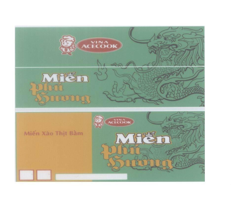 Mẫu nhãn hiệu VINA ACECOOK Miến Phú Hương Miến Xào Thịt Bằm