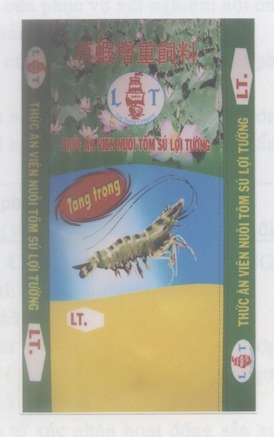 Mẫu nhãn hiệu L T thức ăn viên nuôi tôm sú Lợi Tường [Tsao Hsia Tseng Chung Szu Liao: thức ăn viên nuôi tôm sú Lợi Tường]