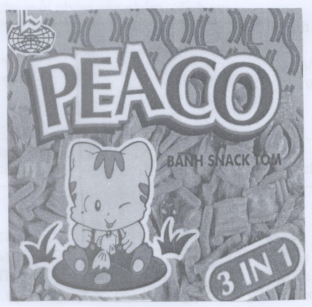 Mẫu nhãn hiệu L PEACO bánh snack tôm 3 in 1