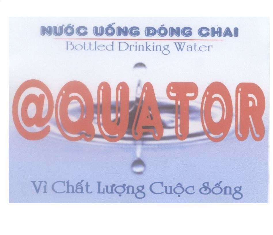 Mẫu nhãn hiệu @QUATOR nước uống đóng chai Bottled Drinking Water Vì Chất Lượng Cuộc Sống