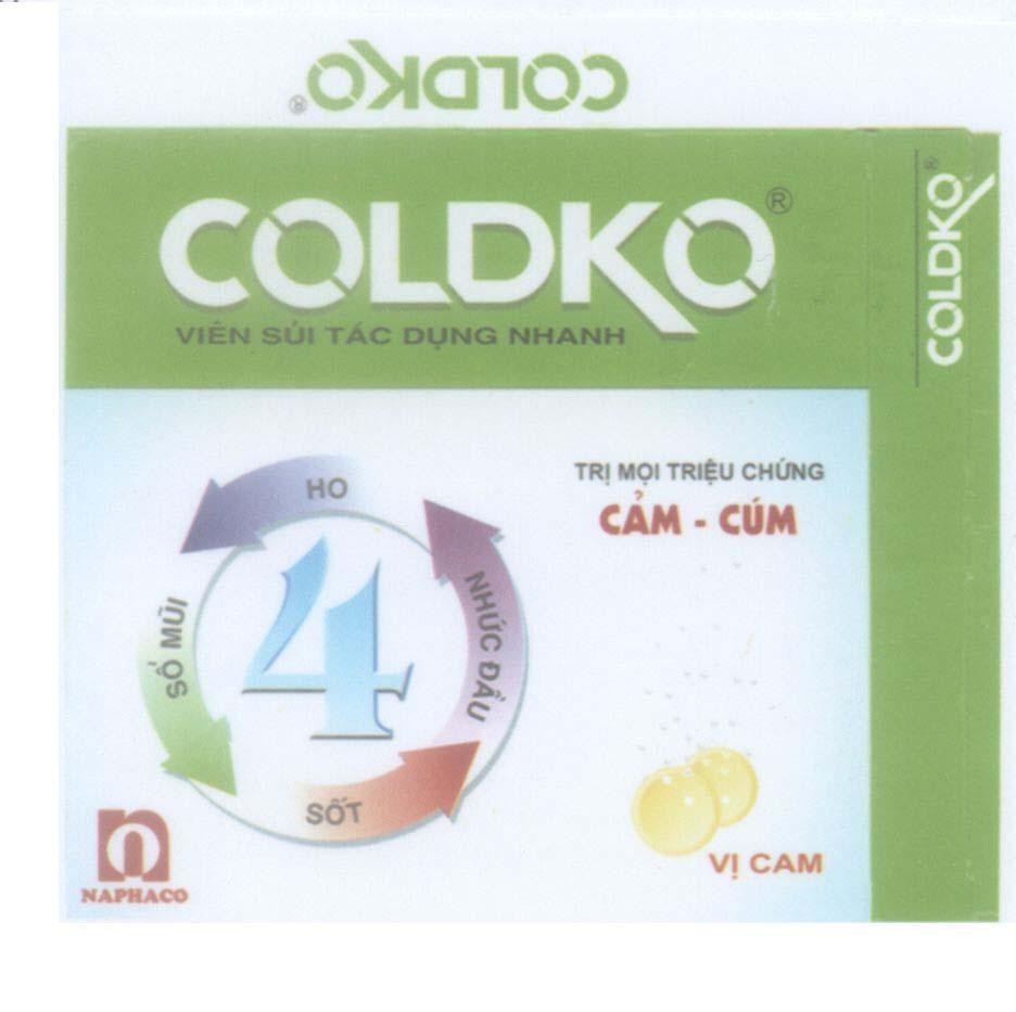 Mẫu nhãn hiệu N NAPHACO COLDKO viên sủi tác dụng nhanh trị mọi triệu chứng cảm cúm vị cam ho sổ mũi sốt nhức đầu