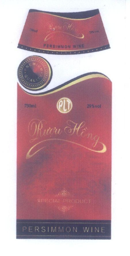 Mẫu nhãn hiệu Rượu Hồng PLT SPECIAL PRODUCT PERSIMMON WINE 750ml 29%vol
