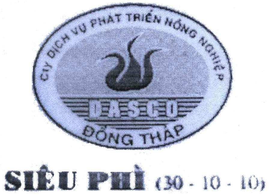 Mẫu nhãn hiệu DASCO Đồng Tháp cty dịch vụ phát triển nông nghiệp Siêu Phì (30 - 10 - 10)