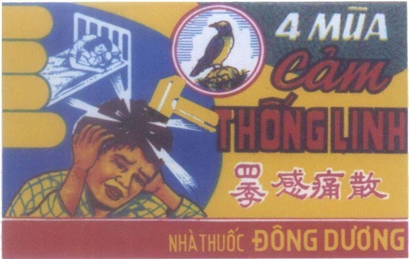 Mẫu nhãn hiệu Nhà Thuốc Đông Dương 4 Mùa Cảm Thống Linh [si ji gan tong san:bốn mùa cảm thống tán]