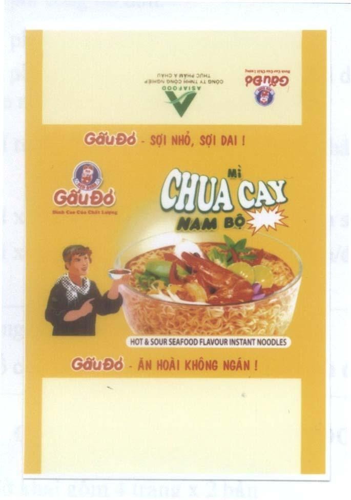 Mẫu nhãn hiệu Gấu đỏ Mì CHUA CAY NAM Bộ