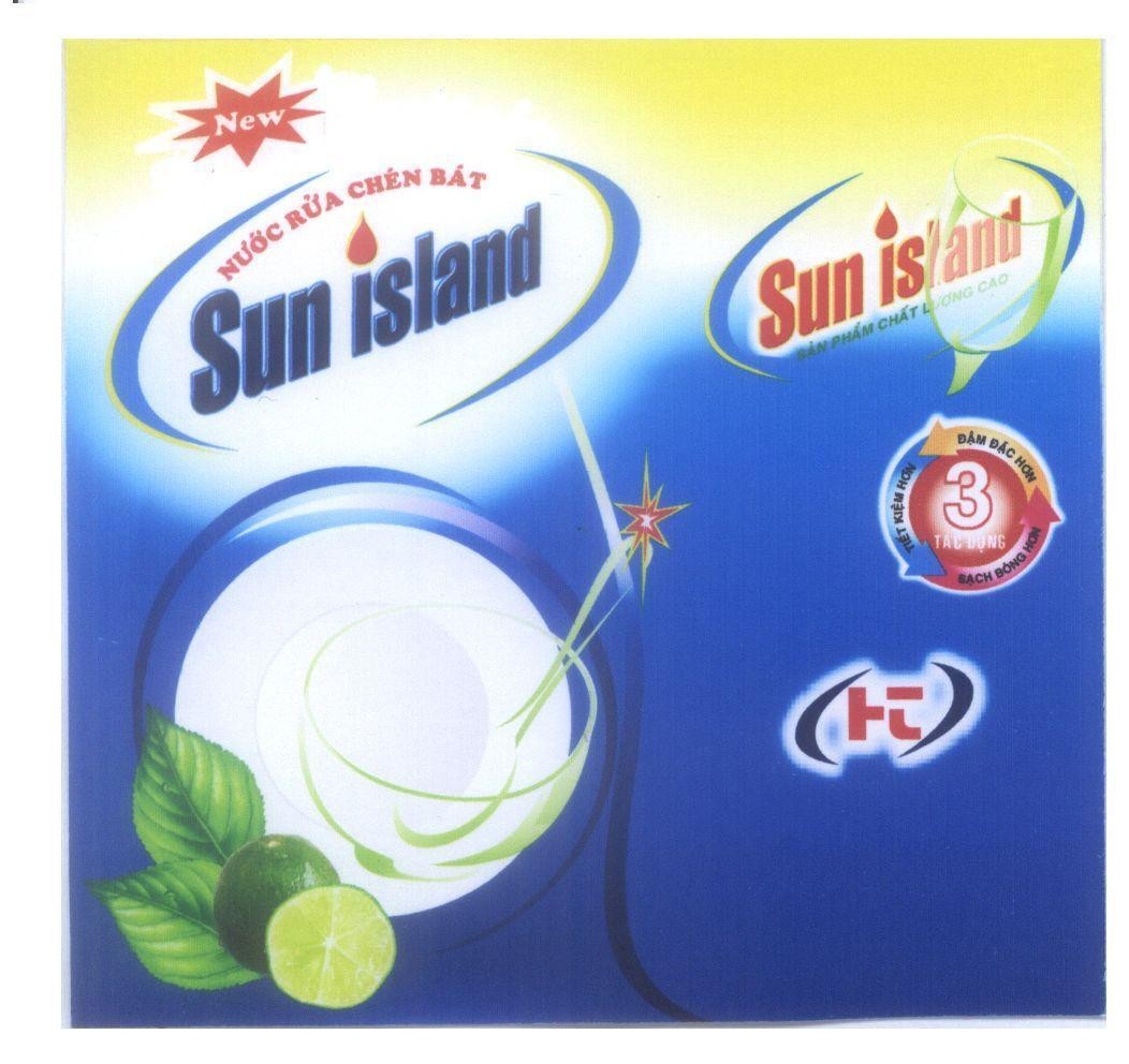 Mẫu nhãn hiệu Sun island sản phẩm chất lượng cao nước rửa chén bát 3 tác dụng tiết kiệm hơn đậm đặc hơn sạch bóng hơn