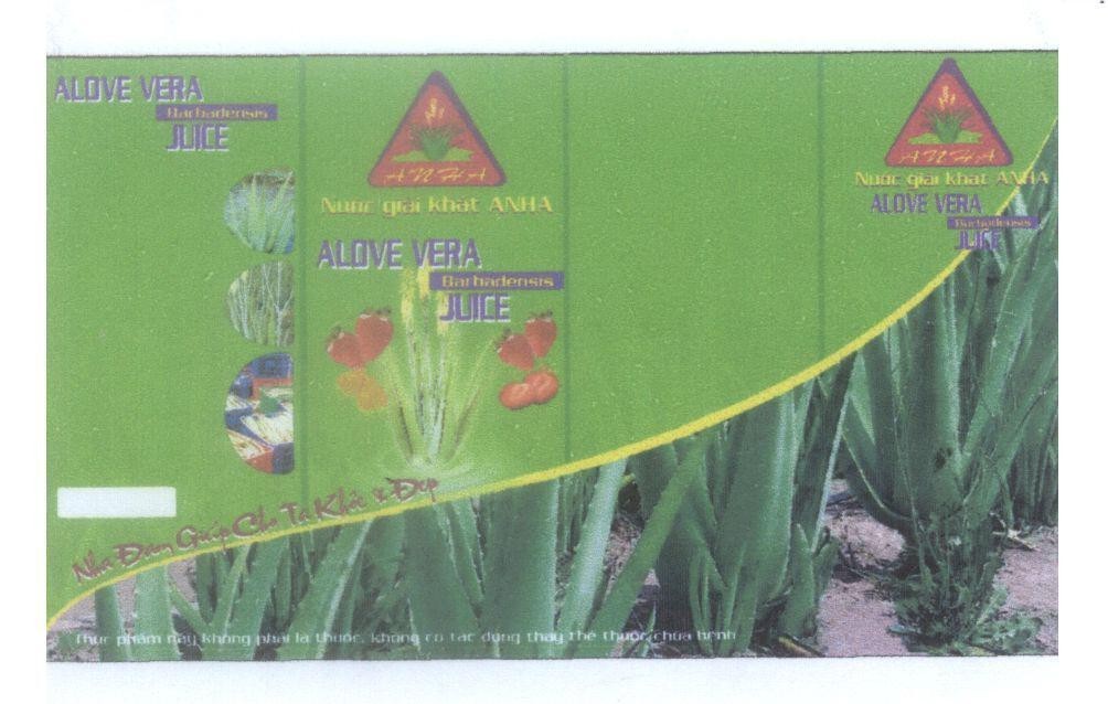Mẫu nhãn hiệu ANHA ALOVE VERA Barbadensis JUICE nước giải khát ANHA Nha đam giúp cho ta khỏe & đẹp