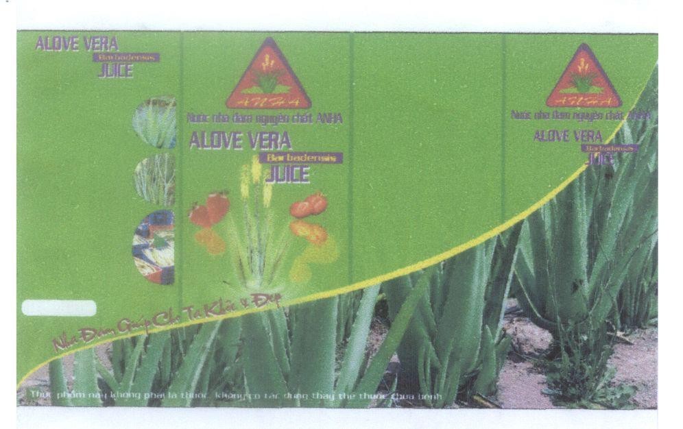 Mẫu nhãn hiệu ANHA ALOVE VERA Barbadensis JUICE Nước nha đam nguyên chất ANHA Nha đam giúp cho ta khỏe & đẹp
