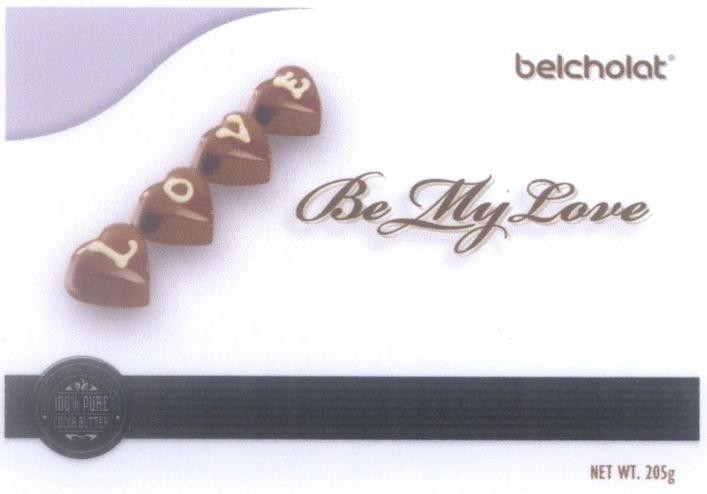 Mẫu nhãn hiệu LOVE Be My Love belcholat NET WT.250g 100% cocoa butter
