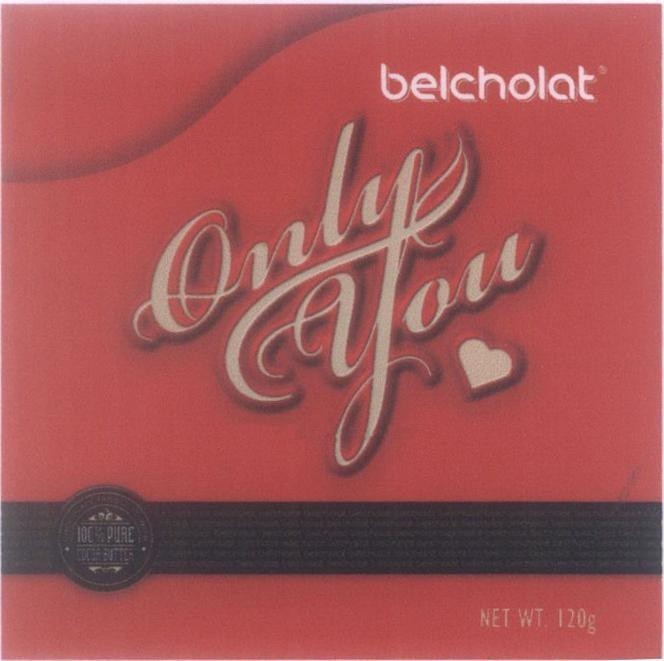Mẫu nhãn hiệu Only you belcholat NET WT.120g 100% cocoa butter