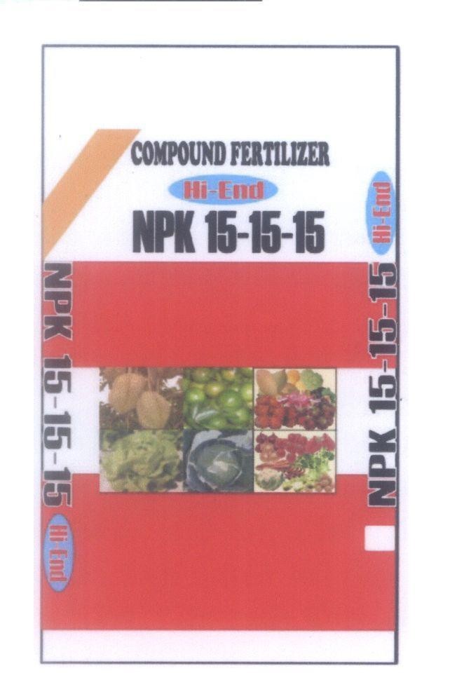 Mẫu nhãn hiệu COMPOUND FERTILIZER Hi-End NPK 15-15-15