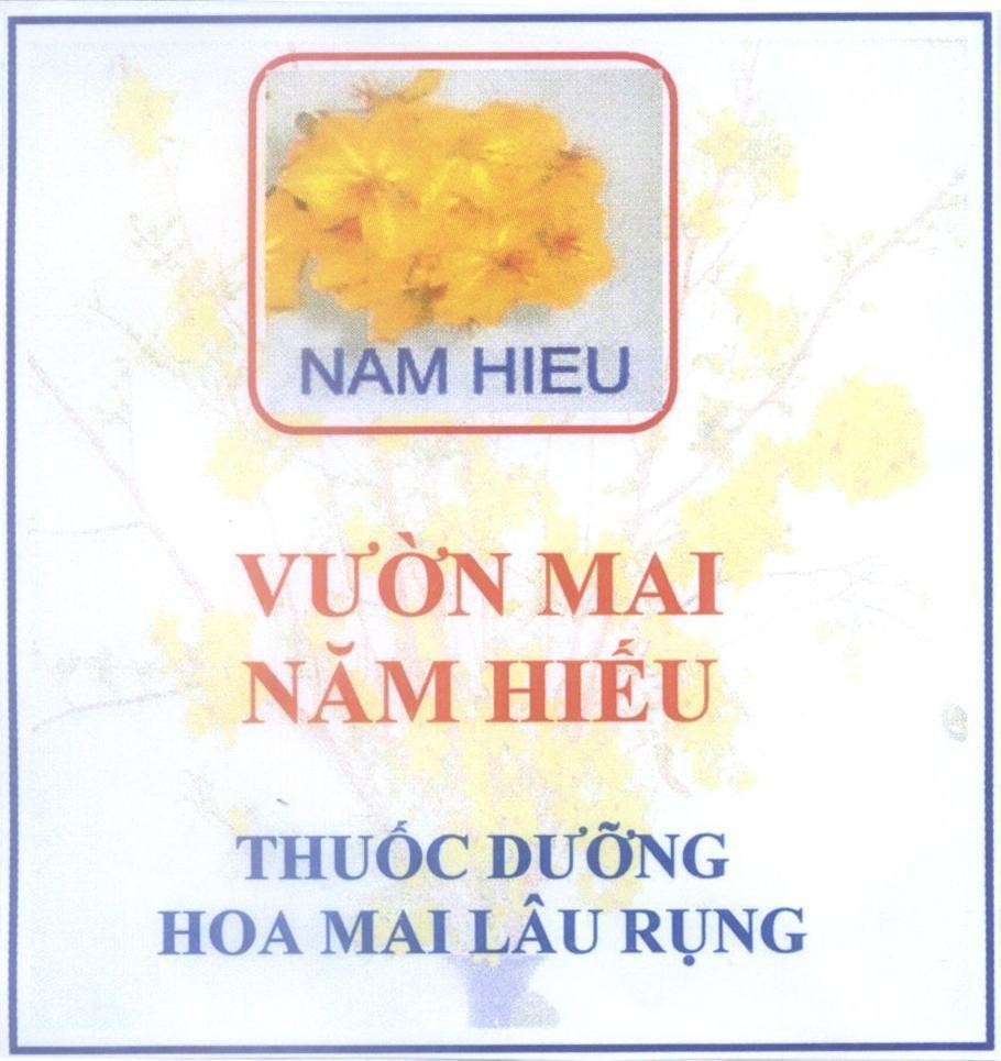 Mẫu nhãn hiệu NAM HIEU Vườn mai Năm Hiếu Thuốc dưỡng hoa mai lâu rụng