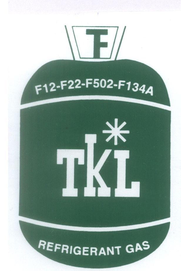 Mẫu nhãn hiệu T F TKL F12-F22-F502-F134A REFRIGERANT GAS