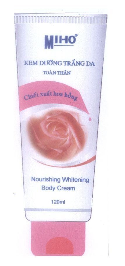 Mẫu nhãn hiệu MIHO Kem dưỡng trắng da Toàn thân Chiết xuất hoa hồng Nourishing whitening body cream