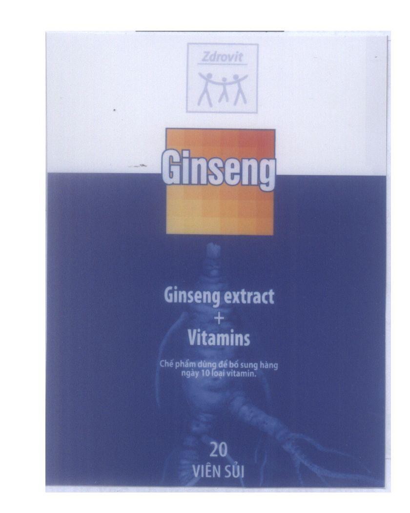 Mẫu nhãn hiệu Zdrovit Ginseng Ginseng extract + Vitamins Chế phẩm dùng để bổ sung bằng ngày 10 loại vitamin 20 Viên Sủi