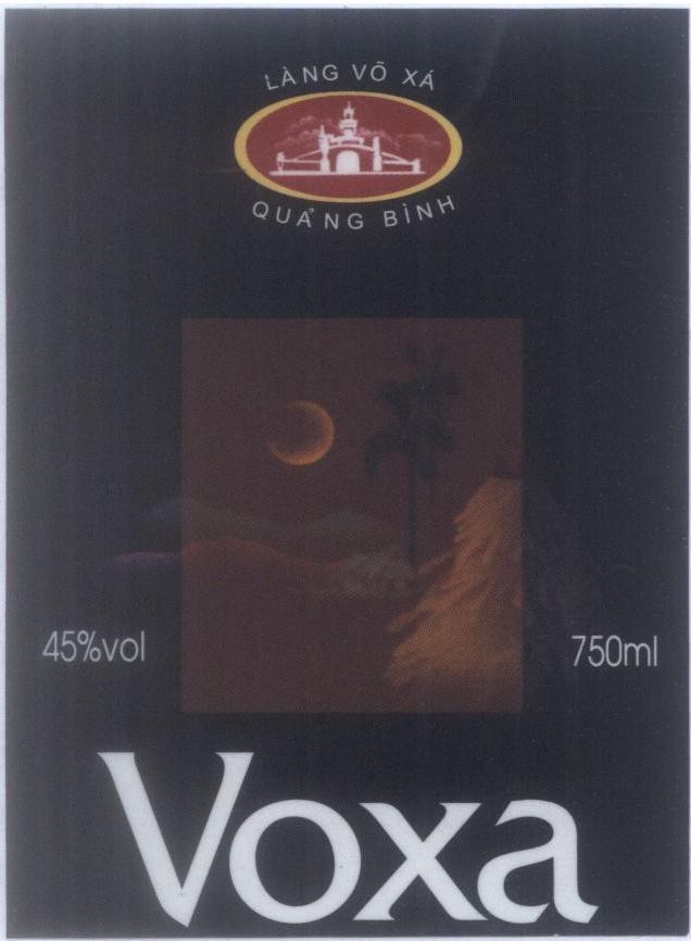 Mẫu nhãn hiệu Voxa Làng Võ Xá Quảng Bình 45% 750ml