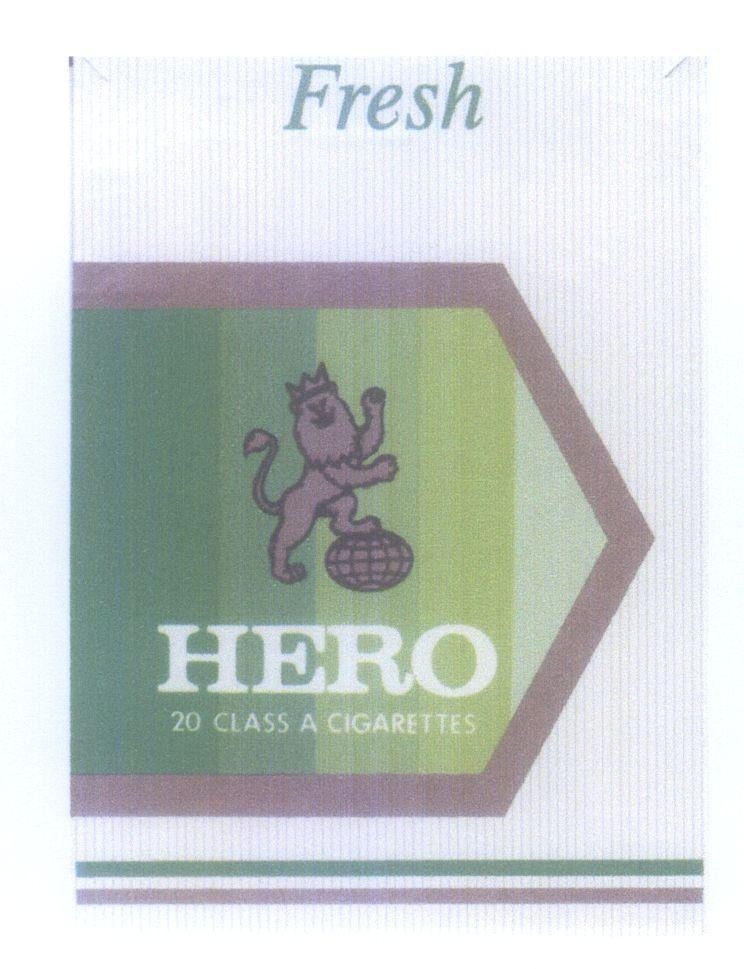 Mẫu nhãn hiệu HERO 20 CLASS A CIGARETTES Fresh