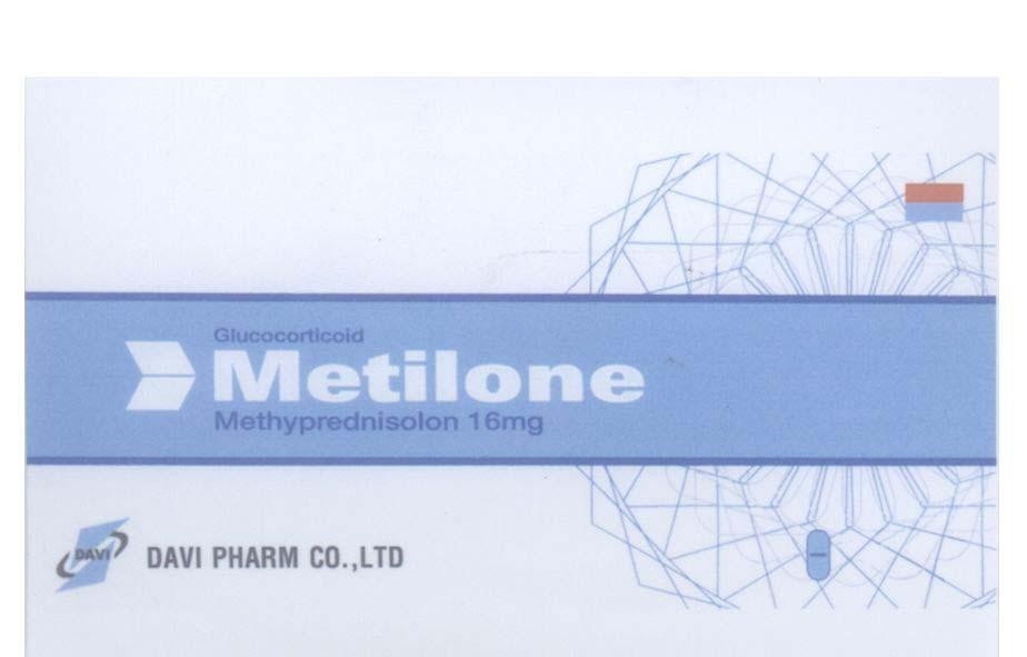 Mẫu nhãn hiệu Metilone DAVI DAVI PHARM CO.,LTD Glucocorticoid Methyprednisolon 16mg