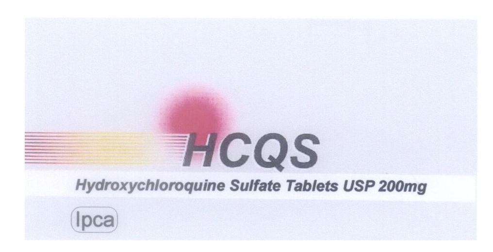Mẫu nhãn hiệu HCQS Hydroxychloroquine Sulfate Tablets USP 200mg Ipca