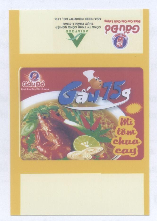 Mẫu nhãn hiệu A ASIA FOOD Công ty TNHH công nghiệp thực phẩm á Châu RED BEAR Gấu Đỏ đỉnh cao của chất lượng Gấu 75g mì tôm chua cay