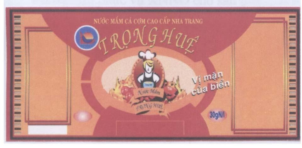 Mẫu nhãn hiệu Nước mắm cá cơm cao cấp Nha Trang Trọng Huệ Vị mặn của biển