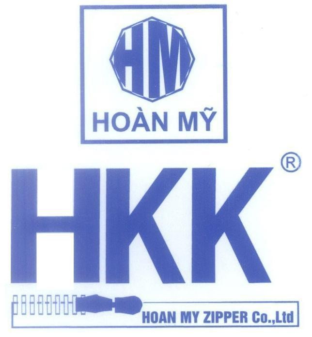 Mẫu nhãn hiệu HM Hoàn Mỹ HKK HOAN MY ZIPPER Co.,Ltd