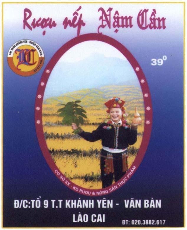 Mẫu nhãn hiệu Rượu nếp Nậm Cần NC Cơ Sở SX- KD Rượu & Nông Sản Thực Phẩm...